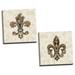 Gango Home Decor Brown and Beige ClassicFleur De Lis Adult/Teen Decor; 2- 16 x 16 Stretched Canvases