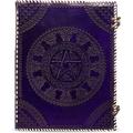 Wellbourne Leather Bound Journal Handmade Notebook A3 Embossed Wiccan Pentagram Star Vintage Personal Travel Diary Thought Blank Book with Unlined Pages for Writing and Sketching-Purple(10x13 inches)