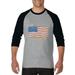 Artix - Mens Raglan Sleeve Baseball T-Shirts - American Flag USA in Gold