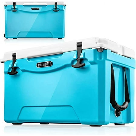 SereneLife 75 Quart Portable Cooler Box Lightweight Heavy-Duty Travel Ice Cooler W/ Handles (Blue)