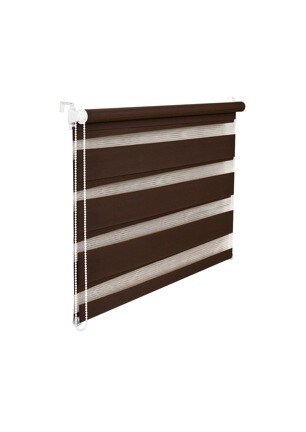 Doppelrollo Duorollo 80 cm breit 200 cm lang schoko braun inkl. Seilzug Fensterrollo Klemmrollo Jalo Image