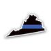 Virginia State Shaped The Thin Blue Line Sticker Decal - Self Adhesive Vinyl - Weatherproof - Made in USA - police first responder law enforcement support va