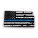 Distressed Kansas State Shaped Subdued US Flag Thin Blue Line Sticker Decal - Self Adhesive Vinyl - Weatherproof - Made in USA - weathered police law enforcement first responder ks