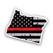 Distressed Thin Red Line Oregon State Shaped Subdued US Flag Sticker Decal - Self Adhesive Vinyl - Weatherproof - Made in USA - fire firefighter solidarity safety honor fallen first responder or