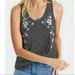 American Eagle Outfitters Tops | American Eagle Soft & Sexy Embroidered Florals Black & White Striped Tank L | Color: Black/White | Size: L