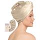 Kitsch Satin Wrapped Microfiber Hair Towel - Fast Dry Curly Hair Wraps for Women Wet Hair | Microfiber Towel for Hair | Hair Drying Towel Wrap | Hair Towels for Women | Turban for Wet Hair (Champagne)