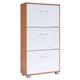 CASARIA® Shoe Storage Cabinet Rack | 3 Doors | Modern Wooden Cupboard | Organiser For Shoes Toys Clothes Footwear Books | Perfect for Narrow Hallways | 115x60x24cm | Beech/White