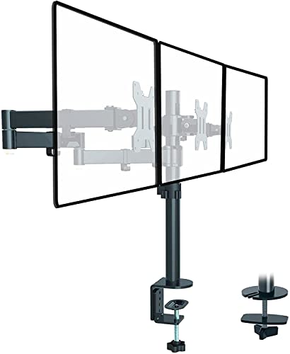 Triple Monitor Stand, Monitor Mount for 3 Monitors 13-27 inch / 2 Monitors 13-35 inch Adjustable Monitor Arm Desk Mount Max.10kg Triple monitor mount, Triple Monitor Arm MD6463