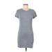 Lou & Grey Casual Dress - Mini Crew Neck Short sleeves: Gray Dresses - Women's Size X-Small