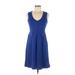 Lark & Ro Casual Dress - A-Line: Blue Solid Dresses - Women's Size Small