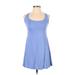 Forever 21 Casual Dress - A-Line Scoop Neck Sleeveless: Blue Print Dresses - Women's Size Small