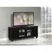 Sturdy Wooden Frame TV Stand with 2 Glass Doors and 2 Wooden Doors