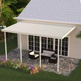 Four Seasons OLS TWV Series 20 ft wide x 8 ft deep Aluminum Patio Cover with 10lb Snowload & 4 Posts in Ivory