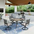 MF Studio 5 Pieces Outdoor Patio Dining Set with 4 Pieces Swivel Chairs with Cushion & 1 Piece Table for Yard