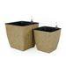 DTY Signature Set of 2 Smart Self-Watering Square Eco-Friendly Planters for Indoor and Outdoor - Hand-Woven Wicker Natural