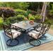 MF Studio 7 Pieces Patio Dining Set 1 Piece Metal Rectangle Table & 6 Pieces Outdoor Swivel Chairs with Cushion for Yard