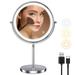 MATEPROX 8 Lighted Makeup Mirror with Stand 1X 10X Magnifying Mirror Double Side Detachable Table Top Vanity Mirror-Silver