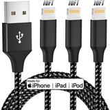 Bkayp iPhone Charger [Apple Mfi Certified] 3 Pack 10ft Lightning Cables Fast Charging iPhone Cord Compatible with iPad iPod Black