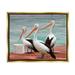 Stupell Industries Pelican Trio Port Dock Graphic Art Metallic Gold Floating Framed Canvas Print Wall Art Design by Ziwei Li