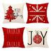 mnjin 4 pack christmas throw pillow covers 18 x18 christmas decor scenery throw pillow covers for christmas sofa couch home decoration set of 4 red