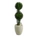 Nearly Natural 3.5 Boxwood Double Ball Topiary Artificial Tree in Sand Colored Planter (Indoor/Outdoor)