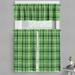 Ambesonne Checkered Valance & Curtain Irish Mosaic Green 55 x30 Emerald Lime Green White
