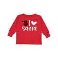 Inktastic Christmas Santa Buffalo Plaid Boys or Girls Long Sleeve Toddler T-Shirt