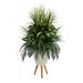 Nearly Natural 4.5 Mixed Greens Artificial Plant in White Planter with Legs