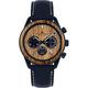 JACQUES LEMANS Men's watch, Eco Power watches, men's chronograph made of solid stainless steel with apple leather strap, model 1-2115, brown/blue, Strap.