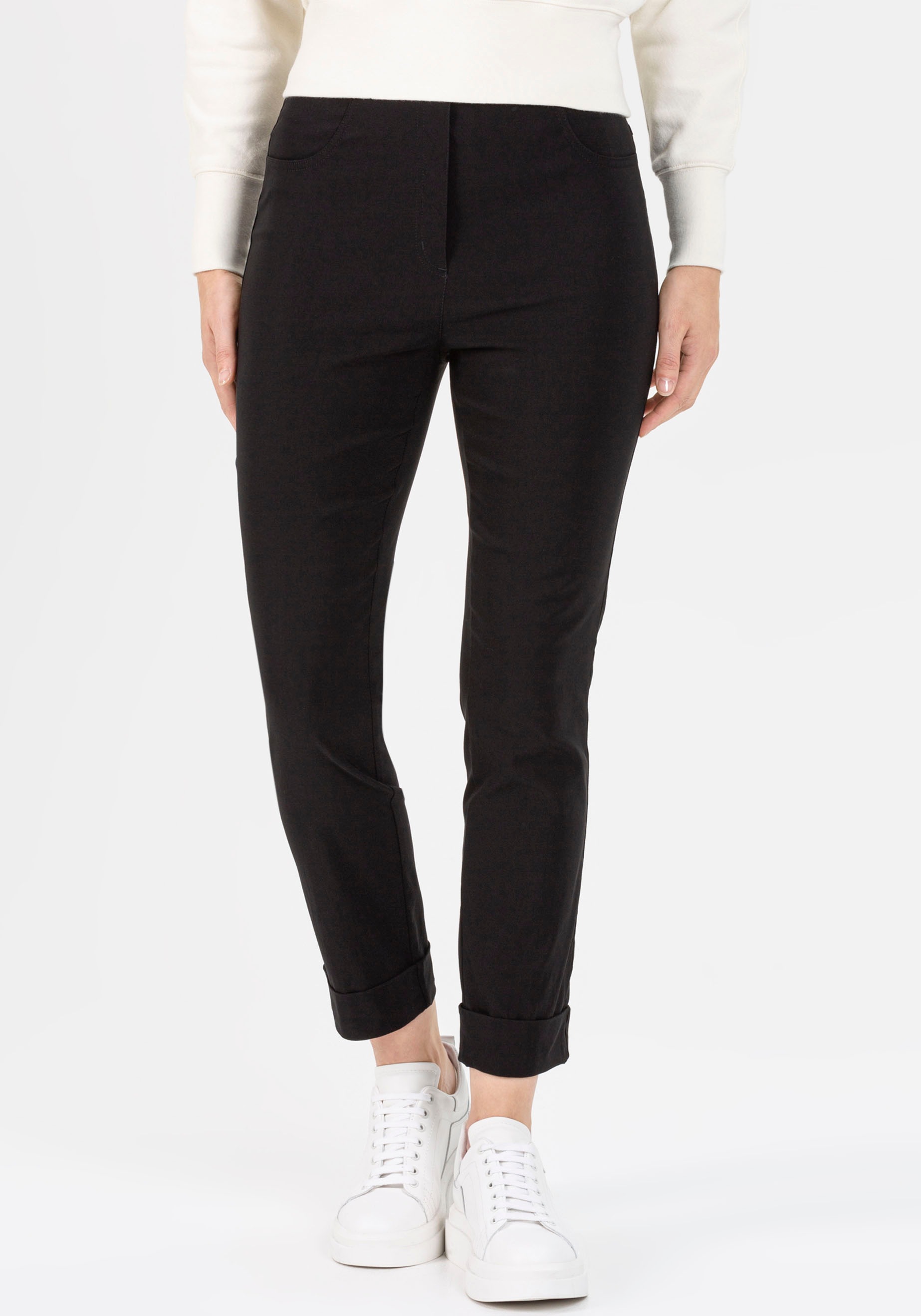 3/4-Hose STEHMANN "Igor", Damen, Gr. 38, N-Gr, schwarz, Web, Obermaterial: 72% Viskose, 25% Polyamid, 3% Elasthan, unifarben, casual, figurbetont 3/4-Länge, Hosen, in Größen 32 bis 52, aus Viskose mit Stretch
