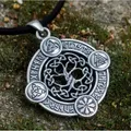 Collier pendentif rond arbre de vie celtique pour homme amulette rune viking accessoires de bijoux