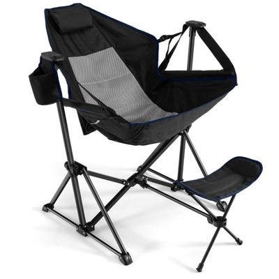 Costway Hammock Camping Chair with Retractable Footrest and Carrying Bag-Black