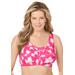 Plus Size Women's Cotton Back-Close Wireless Bra by Comfort Choice in Raspberry Sorbet Roses (Size 46 B)