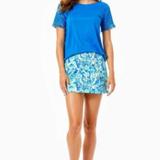 Lilly Pulitzer Tops | Lilly Pulitzer Lyonne Top Blue Fin Eyelet Embroidered Fringes Xxs | Color: Blue | Size: Xxs