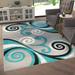 Emma + Oliver 6x9 Scraped Look Ultra Soft Plush Pile Olefin Accent Rug in Turquoise Gray Black and White Swirl Pattern Jute Backing