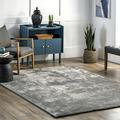 nuLOOM Loni Solid Machine Washable Shag Area Rug 5 x 8 Gray