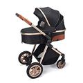 Newborn Carriage Infant Reversible Bassinet 2 in 1 Toddler Stroller,Multi-Position Recline Umbrella Stroller,Mosquito Net Footmuff Mom Bag (Color : Nero)