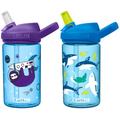 Camelbak 2 Eddy+ Kids Straw Bottles - Explorer & Shark/Twin Pack Children Child Boy Girl Junior Infant Flask Drink Water Juice Cup BPA Free Non Leak Spill School Safe Reusable Eco Friendly