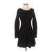 Hollister Casual Dress - A-Line Scoop Neck Long sleeves: Black Print Dresses - Women's Size X-Small