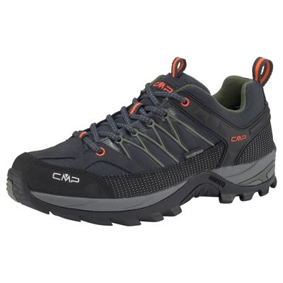 Wanderschuh CMP "Rigel Low Waterproof", Gr. 41, grau (anthra, grün), Leder, Textil, sportlich, Schuhe, wasserdicht