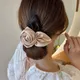 New Women Fashion Satin Camellia Elastic Hair Bands Gilrs Elegant Hair Hair Tie Bands Horsetai