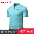 Santic-Maillot de cyclisme à manches courtes pour hommes chemise demi-fermeture éclair vêtements