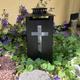Laterne Grab für Grablicht Grablaterne Windlicht mit Kreuz Grabschmuck schwarz 25,5cm