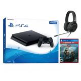 Sony PlayStation 4 Slim God of War PlayStation Hits Bundle Upgrade 2TB SSD PS4 Gaming Console with Mytrix Chat Headset - 2TB Internal Fast SSD PS4 Console - JP Version Region Free