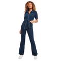 Joe Browns Damen Jumpsuit mit Reißverschluss vorne, dunkle Waschung, nachhaltiger Stretch-Denim, gerades Bein Overall, blau, 44