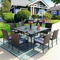 MF Studio 9-Piece Outdoor Patio Dining Set with 8 PCS Rattan Armchairs & 1 PC Large Square Table Black&Brown