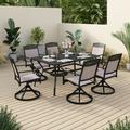 Sophia&William 7 Pieces Patio Dining Set Aluminum Swivel Chairs Table Set Beige