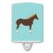 Caroline s Treasures BB8080CNL Percheron Horse Blue Check Ceramic Night Light 6x4x3 multicolor