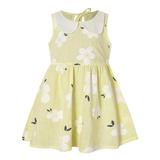 Efsteb Summer Infant Toddler Girls Dress Baby Casual Sleeveless Doll Collar Floral Print Vest Dress Cute Kids Girls Princess Dress Yellow 3 Years