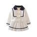 Efsteb Fashion Cute Toddler Kids Baby Girls Clothes Buttons Doll Collar Long Sleeve Coat Skirt Baby Girls Party Dress 2pcs Outfits Sets White 2-3 Years